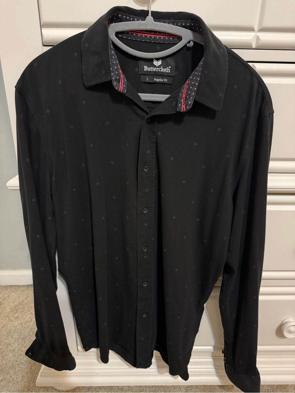 Buttercloth Black Long-Sleeve Casual Button-Down Shirt Icy Cotton size Large